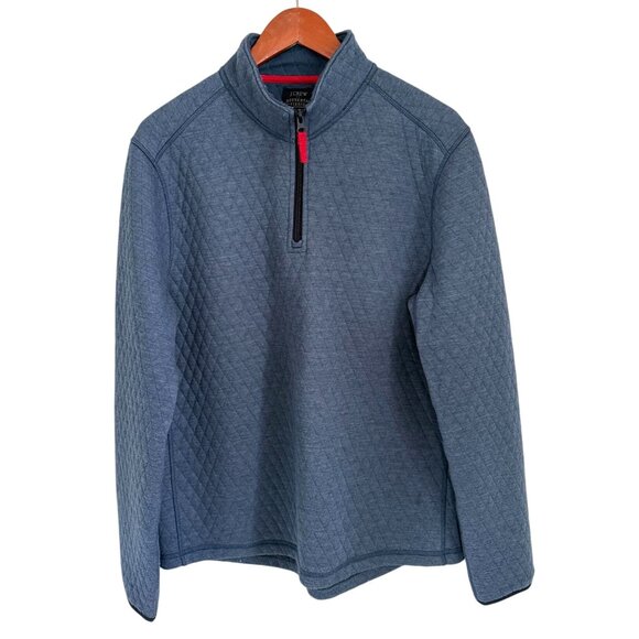 J.Crew Mens Blue Quilted Half-Zip Pullover Sweatshirt Size M Polyester/Viscose - Picture 1 of 7